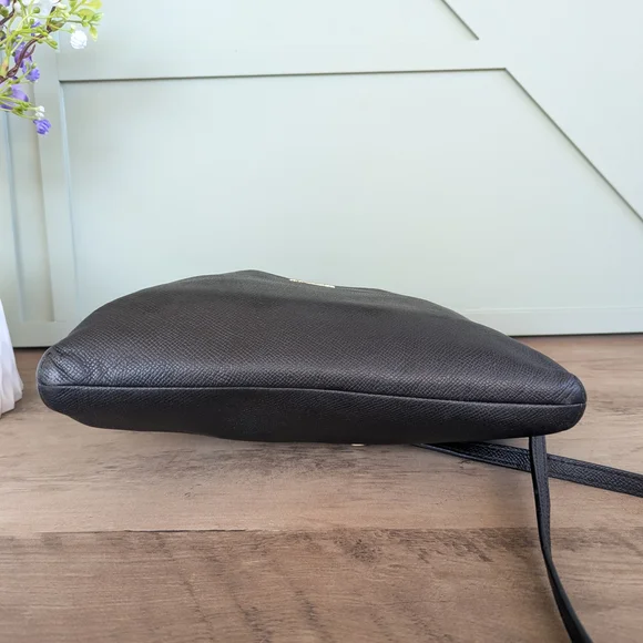 Coach Black Leather Crossbody with Gold-Tone Hardware - Picture 8 of 11